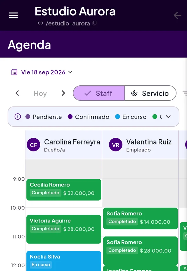 La misma agenda del día en el celular